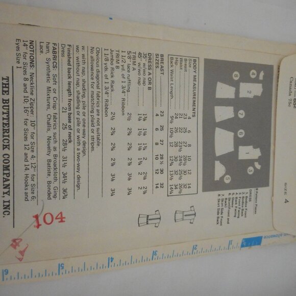 Vintage 70s Girls Butterick dress pattern 5567 - Picture 2 of 2